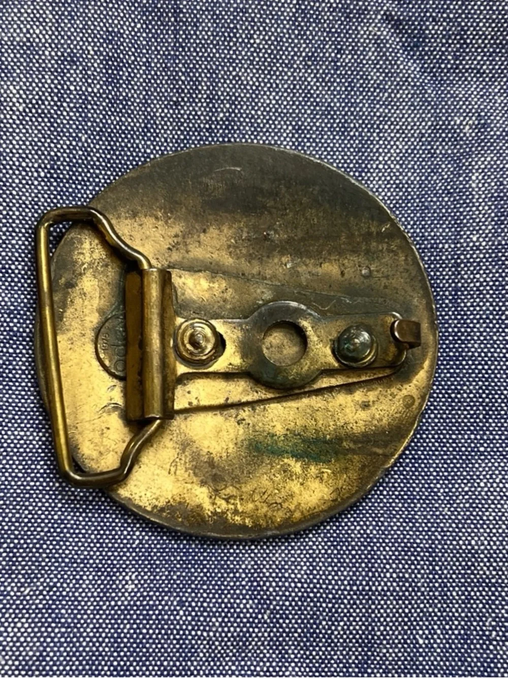 Corvette Belt Buckle Chevrolet Chevy Circle Crossed Flags Vintage 1976 Oden